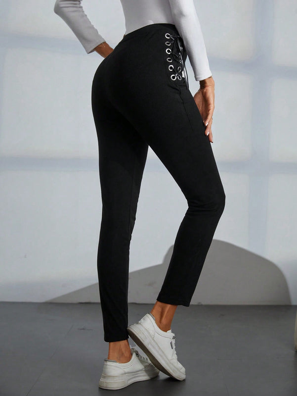 Essnce Pantalones Largos Ajustados Con Cinturon Y Cintura Para Mujer