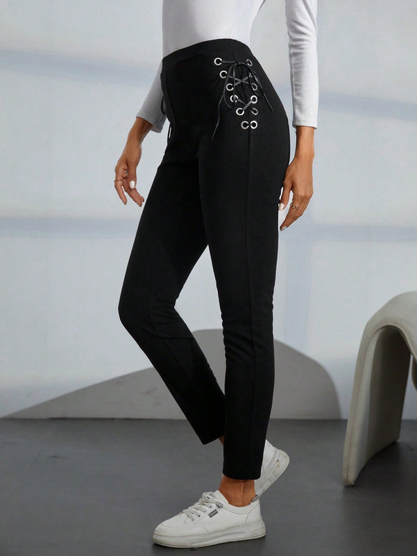 Essnce Pantalones Largos Ajustados Con Cinturon Y Cintura Para Mujer