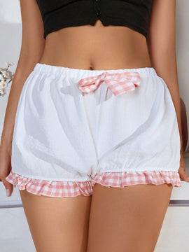 Pantalones Cortos De Seguridad De Lunares Con Volantes