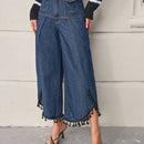 LUNE Pantalones de mujeres con flecos bajo mezclilla