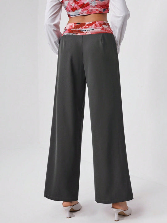 NZTSEVA Pantalones Palazzo Con Cintura Ancha En Camuflaje