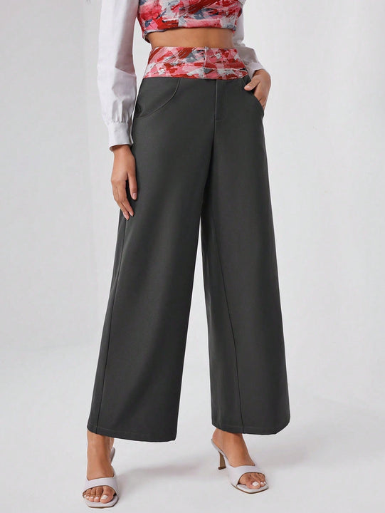 NZTSEVA Pantalones Palazzo Con Cintura Ancha En Camuflaje