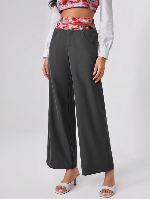 NZTSEVA Pantalones Palazzo Con Cintura Ancha En Camuflaje