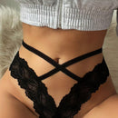 Lenceria De Tanga Cruzada De Encaje Floral