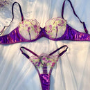 Conjunto De Lenceria De Encaje Con Insercion Para Mujer