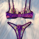 Conjunto De Lenceria De Encaje Con Insercion Para Mujer