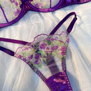 Conjunto De Lenceria De Encaje Con Insercion Para Mujer