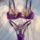 Conjunto De Lenceria De Encaje Con Insercion Para Mujer