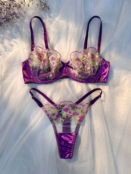 Conjunto De Lenceria De Encaje Con Insercion Para Mujer