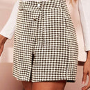 Clasi Falda Pantalon Escocesa Con Botones Para Mujer