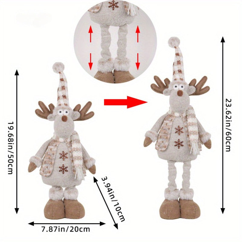 Conjunto de muñecos de nieve y renos coleccionables y estirables para Navidad - Figuras tejidas festivas para decoración navideña, decoración del hogar, 1 paquete/3 paquetes