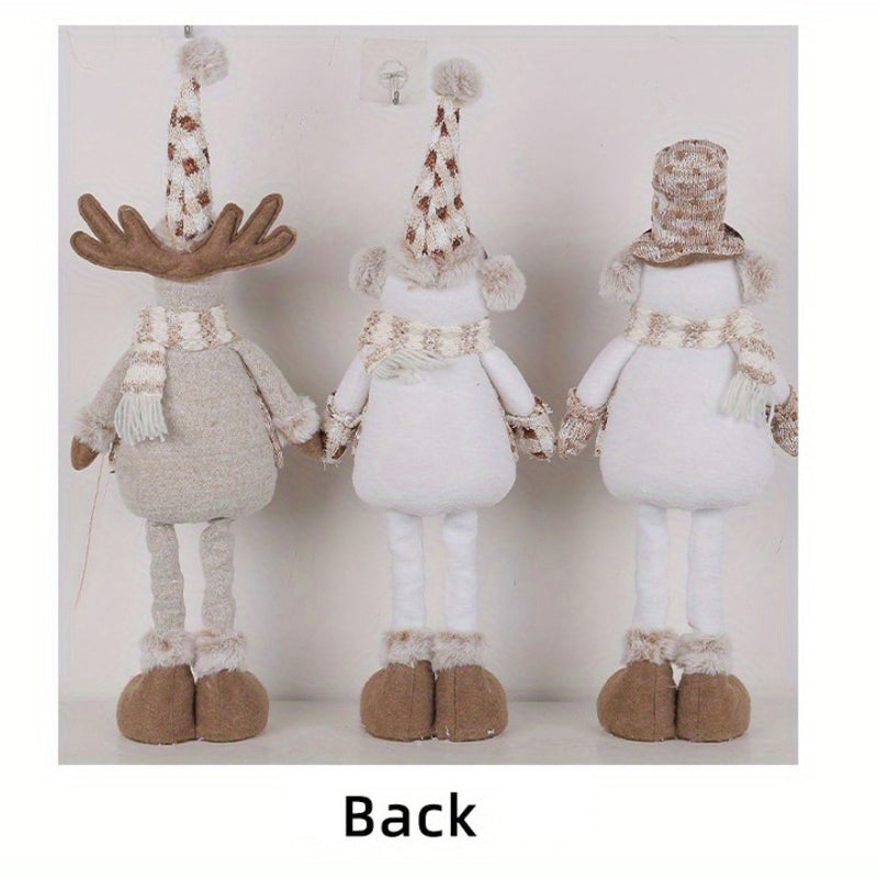Conjunto de muñecos de nieve y renos coleccionables y estirables para Navidad - Figuras tejidas festivas para decoración navideña, decoración del hogar, 1 paquete/3 paquetes
