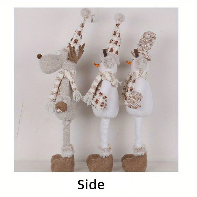 Conjunto de muñecos de nieve y renos coleccionables y estirables para Navidad - Figuras tejidas festivas para decoración navideña, decoración del hogar, 1 paquete/3 paquetes