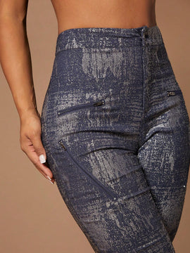 SXY 1 Pieza Pantalones Ajustados Con Estampado Grafico