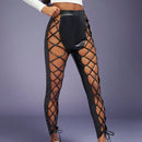 Haute Pantalones De PU Con Cordones Delanteros