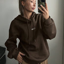 Dazy sudadera con capucha minimalista con estampado de letras para mujer, uso casual diario