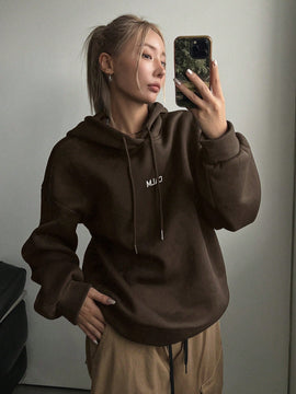 Dazy sudadera con capucha minimalista con estampado de letras para mujer, uso casual diario