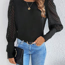 Frenchy Blusa De Manga Farol De Malla Transparente Para Mujer