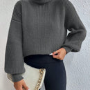 Frenchy Sueter Holgado De Cuello Alto De Color Solido Con Hombros Caidos