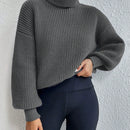 Frenchy Sueter Holgado De Cuello Alto De Color Solido Con Hombros Caidos