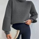 Frenchy Sueter Holgado De Cuello Alto De Color Solido Con Hombros Caidos