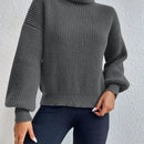 Frenchy Sueter Holgado De Cuello Alto De Color Solido Con Hombros Caidos