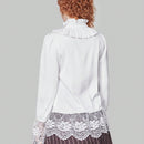 ROMWE Avant Camisa De Mujer De Color Solido Con Ribete De Encaje