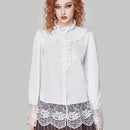 ROMWE Avant Camisa De Mujer De Color Solido Con Ribete De Encaje