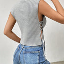EZwear Chaleco de punto de mujeres lado con cordon