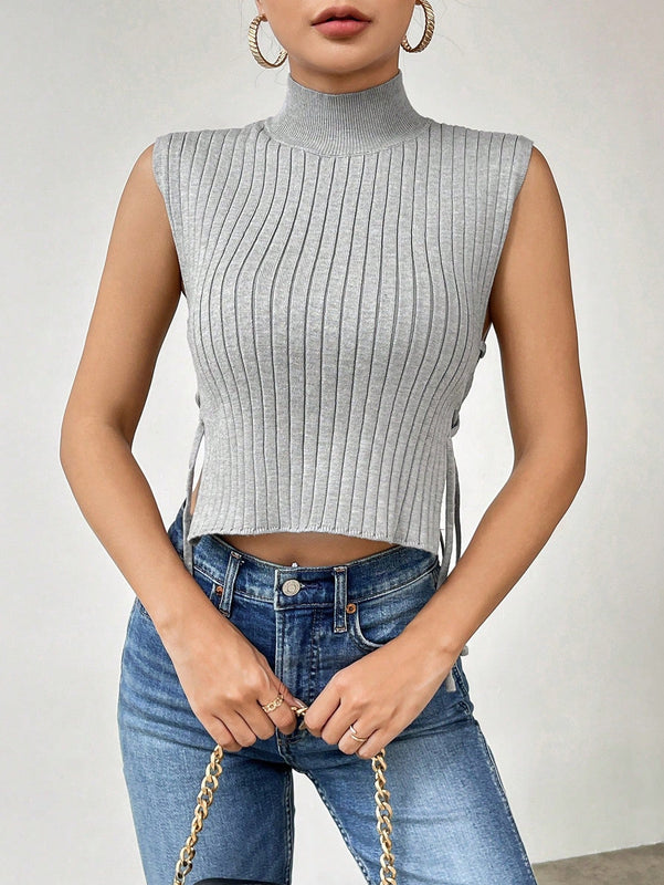 EZwear Chaleco de punto de mujeres lado con cordon