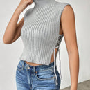 EZwear Chaleco de punto de mujeres lado con cordon
