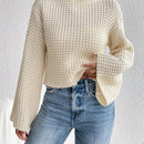 EZwear Jersey De Punto Con Cuello Alto, Mangas Acampanadas Y Calados