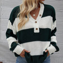 LUNE de mujeres dos tonos de rayas de hombros caidos Cardigan Jersey