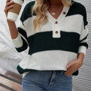 LUNE de mujeres dos tonos de rayas de hombros caidos Cardigan Jersey