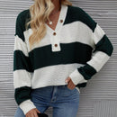 LUNE de mujeres dos tonos de rayas de hombros caidos Cardigan Jersey
