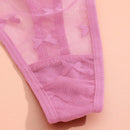 Conjunto de 6 tangas de encaje con patron de mariposas de unicolor con banda de cintura delgada, lenceria sexy para mujeres