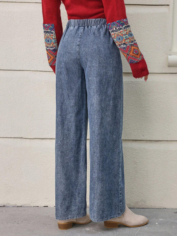 LUNE Pantalones De Mezclilla Para Mujer Con Dobladillo Dividido