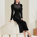 Modely Vestido ajustado de cuello alto de manga farol fruncido