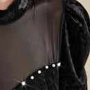 Modely Vestido ajustado de cuello alto de manga farol fruncido