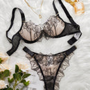Conjunto De Lenceria De Encaje Bordado Para Mujeres