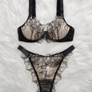Conjunto De Lenceria De Encaje Bordado Para Mujeres