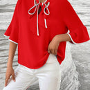 Prive Blusa Con Mangas Con Volante Y Cuello Anudado En Contraste