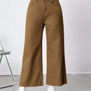 Pantalones De Mezclilla Acampanados Y Cortos Con Pierna Ancha Para Mujer