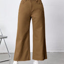 Pantalones De Mezclilla Acampanados Y Cortos Con Pierna Ancha Para Mujer