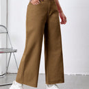Pantalones De Mezclilla Acampanados Y Cortos Con Pierna Ancha Para Mujer