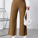 Pantalones De Mezclilla Acampanados Y Cortos Con Pierna Ancha Para Mujer