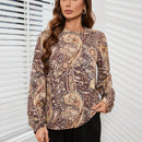 Clasi Camisa De Manga Larga Estampada Con Patron Paisley Para Mujeres