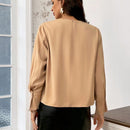 Prive Camisa De Manga Larga Con Detalles Plisados En El Cuello