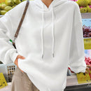 Ezwear sudadera holgada con capucha y estampado grafico cristiano "amar como jesus" con cara sonriente y texto para mujer