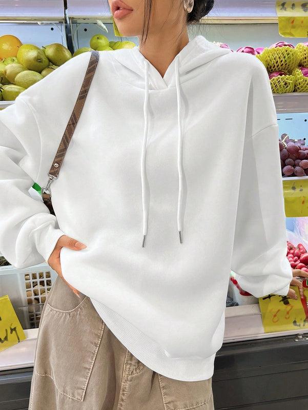 Ezwear sudadera holgada con capucha y estampado grafico cristiano "amar como jesus" con cara sonriente y texto para mujer
